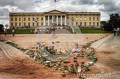 Heart of roses with the norwegian castle Editorial Stock Photo