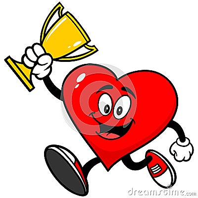 Heart Running with Trophy Vector Illustration