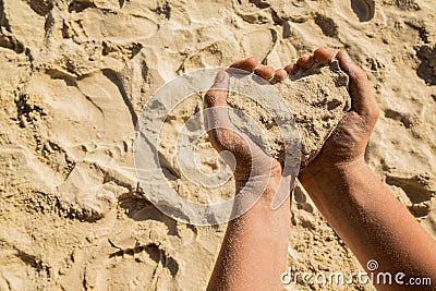 Heart from sand Stock Photo