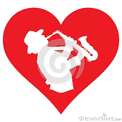 Heart and saxophonist. I love playing the saxaphone. Stock Photo