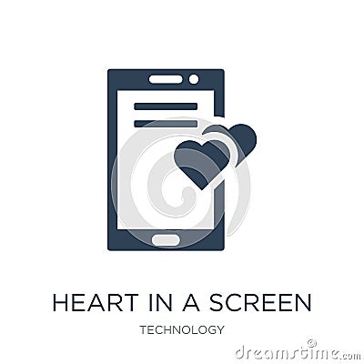 heart in a screen icon in trendy design style. heart in a screen icon isolated on white background. heart in a screen vector icon Vector Illustration