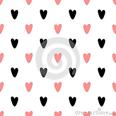 Heart seamless pattern with creative shape in geometric style. Vector Illustration