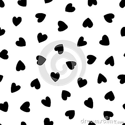 Heart seamless pattern. Repeating love background. Repeated scattered hearts design prints. Scattering graphic motif. Repeat Vector Illustration