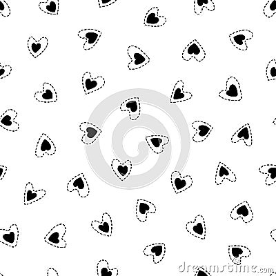 Heart seamless pattern. Repeating love background. Repeated scattered hearts prints. Scattering graphic motif. Repeat lattice Vector Illustration