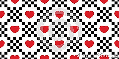 Heart seamless pattern valentine vector checked cartoon scarf isolated tile background repeat wallpaper doodle illustration design Vector Illustration