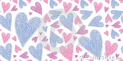 Heart seamless pattern. Vector love illustration. Valentine`s Day, Mother`s Day. Wedding, scrapbook, gift wrapping paper, textil Vector Illustration