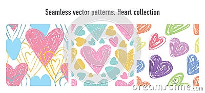 Heart seamless pattern. Vector love illustration. Valentine`s Day, Mother`s Day, wedding, scrapbook, gift wrapping paper, textil Vector Illustration