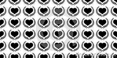 Heart seamless pattern vector valentine Laurel Wreath icon scarf isolated plant flower repeat wallpaper tile background illustrati Cartoon Illustration