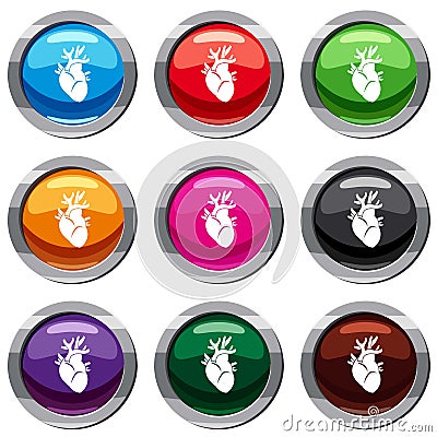 Heart set 9 collection Vector Illustration