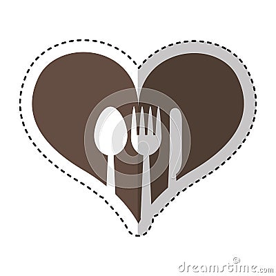 Heart with set cutlery Vector Illustration