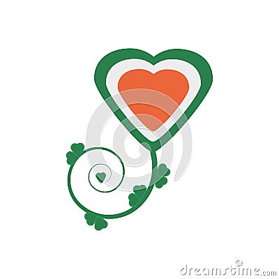 heart shamrock decorative st patricks day Cartoon Illustration