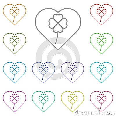 Heart, shamrock, four leaves multi color icon. Simple glyph, flat vector of saint patricks day icons for ui and ux, website or Stock Photo