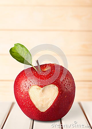 Heart Shape on Apple Stock Photo