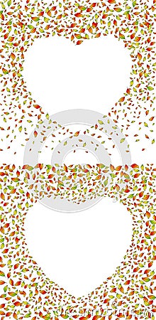Heart shape autumn leaf frames. Vector illustration with a clipping mask. Vector Illustration
