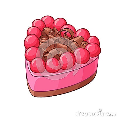 Heart shape berry cake. Vector illustration. Vector Illustration