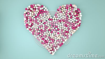 Heart shape from colorful pink spheres 3D rendering Stock Photo