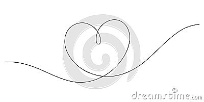 heart shape continuous thin line drawing illustration minimalism Vector Illustration
