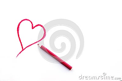 Heart Shape Drawing on White Paper Stock Photo