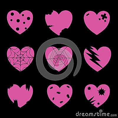 Heart shape element set Vector Illustration