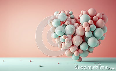 Heart shape formed with colorful pastel balloons. Stock Photo