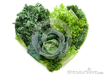 Heart shape green vegetables Stock Photo