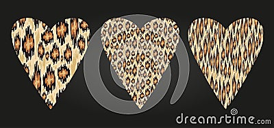 Heart shape - Leopard texture and Distressed ikat pattern Stock Photo