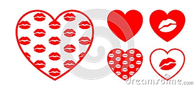 Heart shape with lip kiss pattern texture Vector Illustration