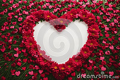 Heart shape made of flowers - Valentine day concept Stock Photo