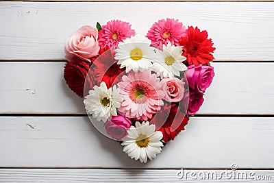 Heart shape made of flowers - Valentine day concept Stock Photo