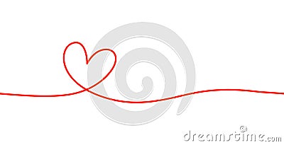 Heart shape mono line. Hand drawn calligraphic element. Flourish clipart. Vector Illustration