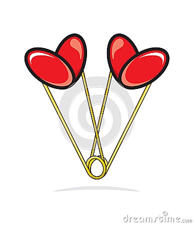 Heart shape paper clips Vector Illustration