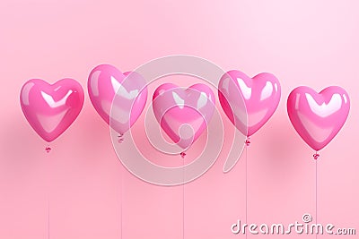 Heart shape pink balloons. Valentine's Day or Mother's Day elements against pink background Stock Photo