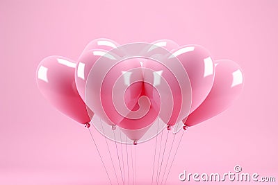 Heart shape pink balloons. Valentine's Day or Mother's Day elements against pink background Stock Photo