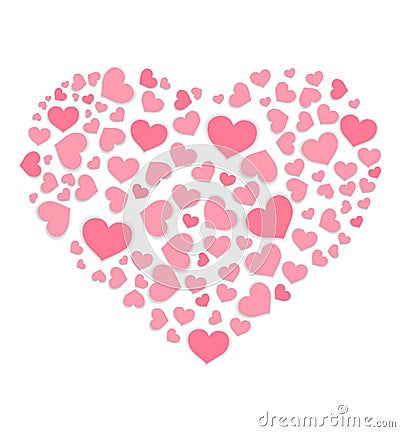 Heart shape with pink hearts inside Cartoon Illustration