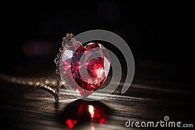 A heart shape red crystal, Generative AI Stock Photo