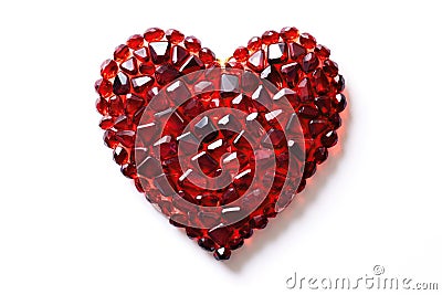 Heart Shape Of Ruby On White Background. Generative AI Stock Photo