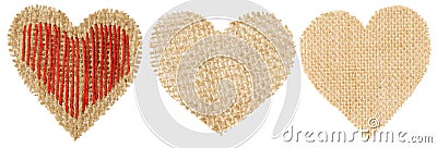 Heart Shape Sackcloth Patch, Valentine Day Burlap Object Stock Photo
