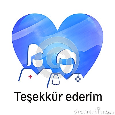 Isolated blue strong peaceful icon thank you in Turkish Stock Photo