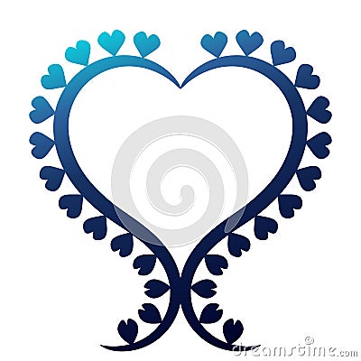 Heart Shape Shinny Blue Border Frame Stock Photo