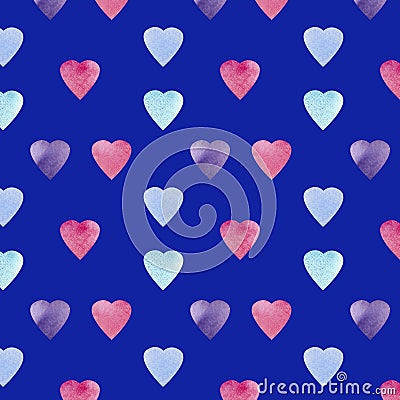 Heart shape symbol design. Colorfui Hearts pattern . Valentines Day seamless background. Stock Photo