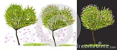 Heart shape tree has pink flower element design Stock Photo