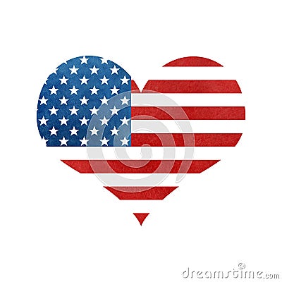 Heart shape USA America Flag. Stock Photo