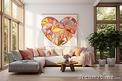 A heart-shaped abstract pattern with a gradient of warm colors, such as reds and oranges. Stock Photo