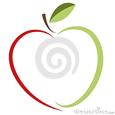 Heart shaped apple vector logo, label, emblem design. Vector Illustration