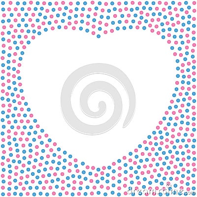 Heart shaped background of blue and pink dots Vector Illustration