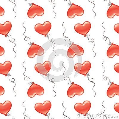 Heart shaped balloon seamless pattern. Stock Photo