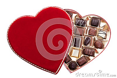 Heart Shaped Box of Chocolates Stock Photo