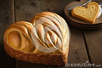 heart-shaped bread loaf with a soft, chewy interior and golden crust Stock Photo