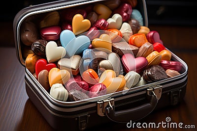 Heart shaped chocolates a journey of delight, valentine, dating and love proposal image Stock Photo