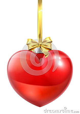 Heart Shaped Christmas Ball Bauble Ornament Vector Illustration
